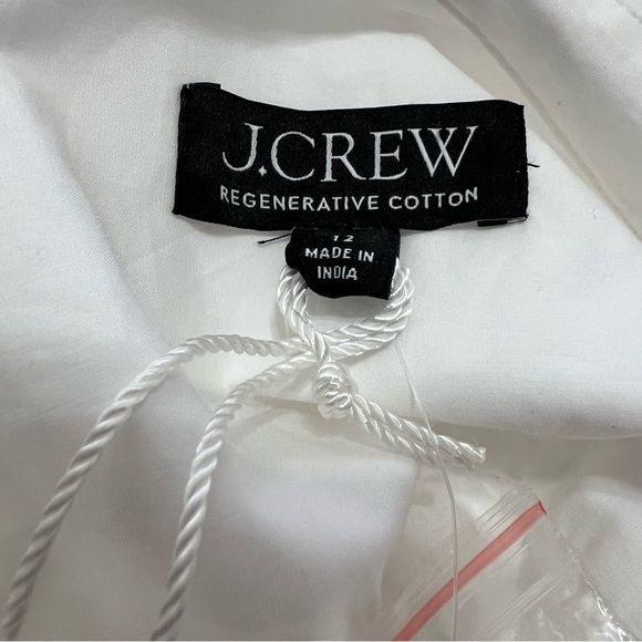 J. Crew Elena Shirt-Dress Short-Sleeve Smocked Waist White Cotton Poplin Size 12 - Picture 11 of 16